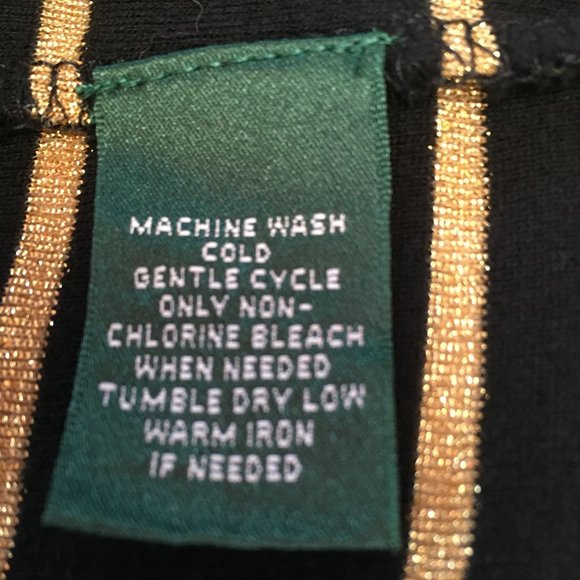 Lauren by Ralph Lauren Short Sleeve Knit Top - Black w/Gold Stripes - XL - Picture 5 of 5